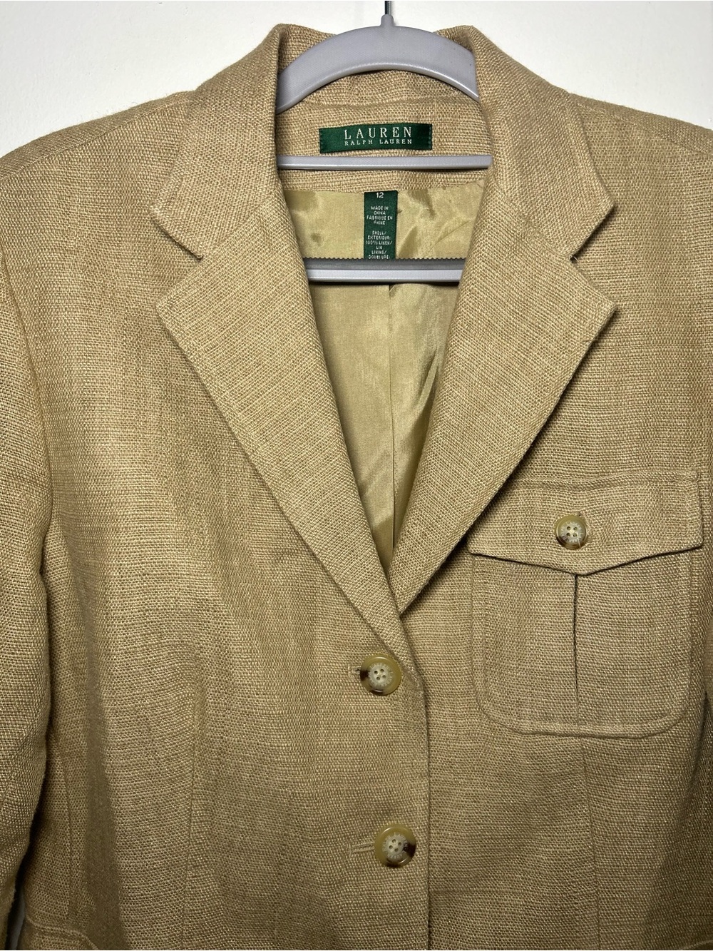 Lauren Ralph Lauren Women Tan 100% Linen Blazer - Picture 3 of 7